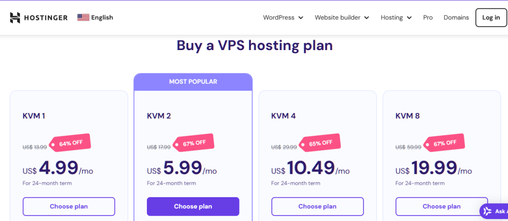 Hostinger黑五促销之VPS方案