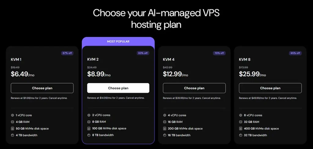 hostinger VPS 方案